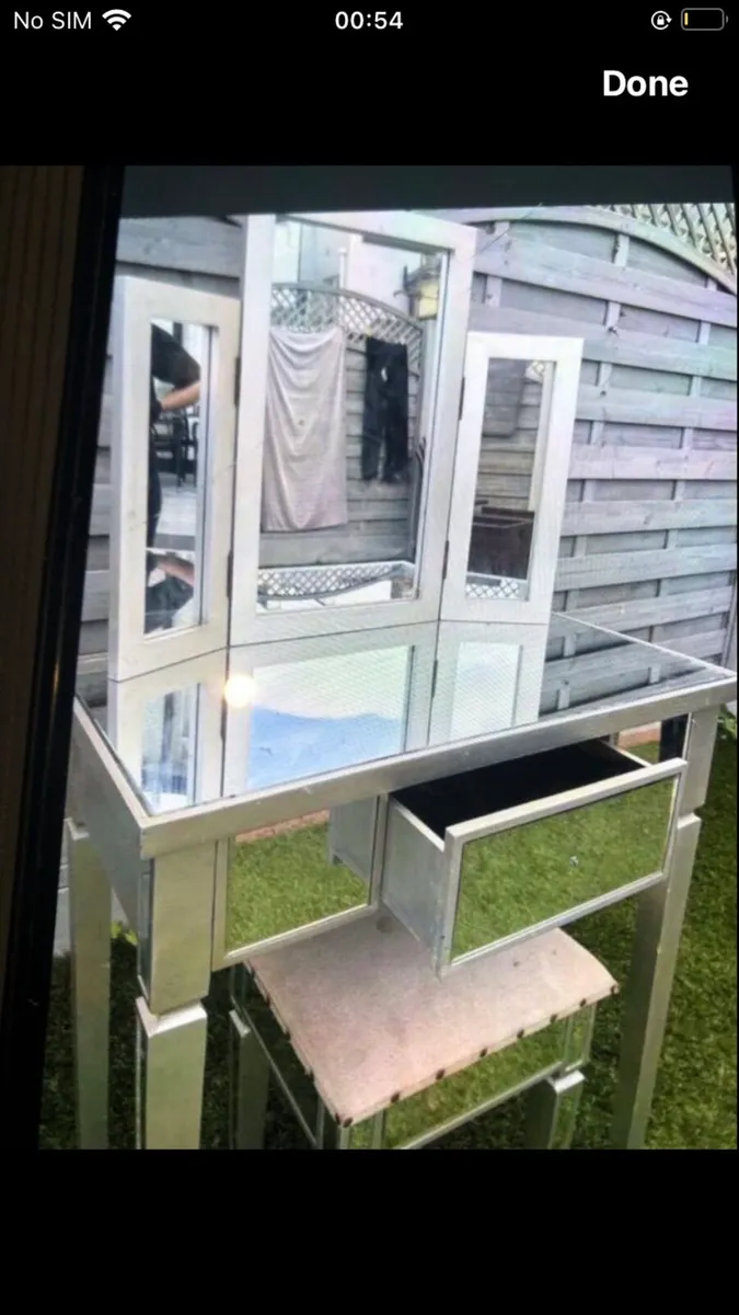 Mirrored  dressing table with stool - Image 2
