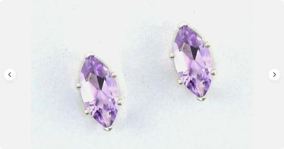 18k Gold Vermeil Lilac Sapphire Marquise Earrings - Image 1