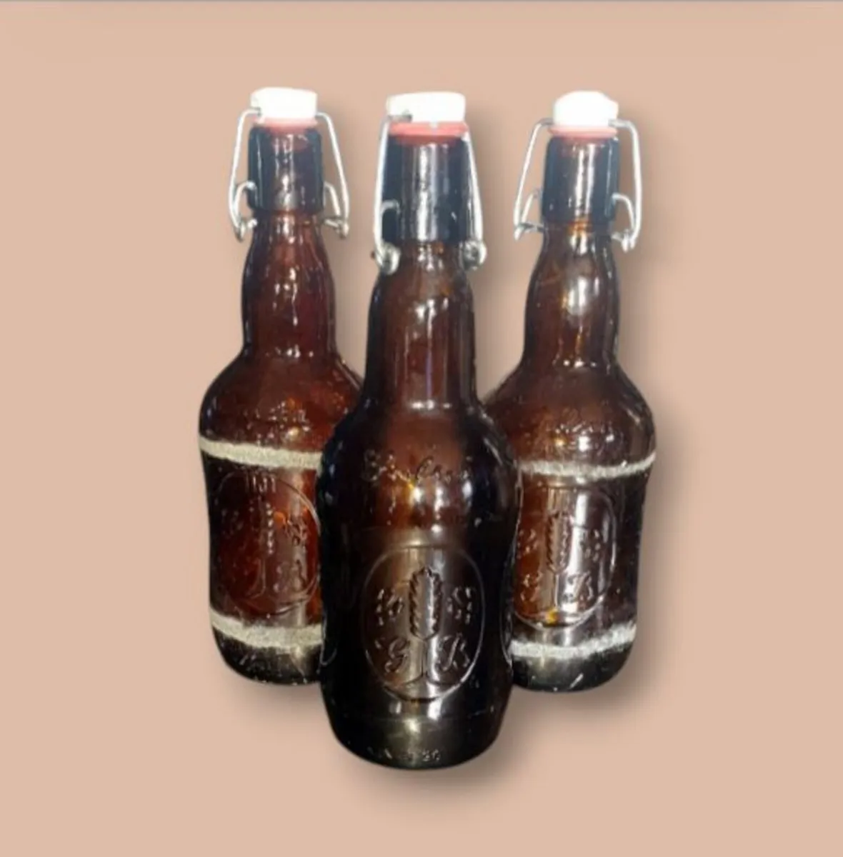 Trilogy of Vintage Brown Grolsch Swing-Top Bottles - Image 3