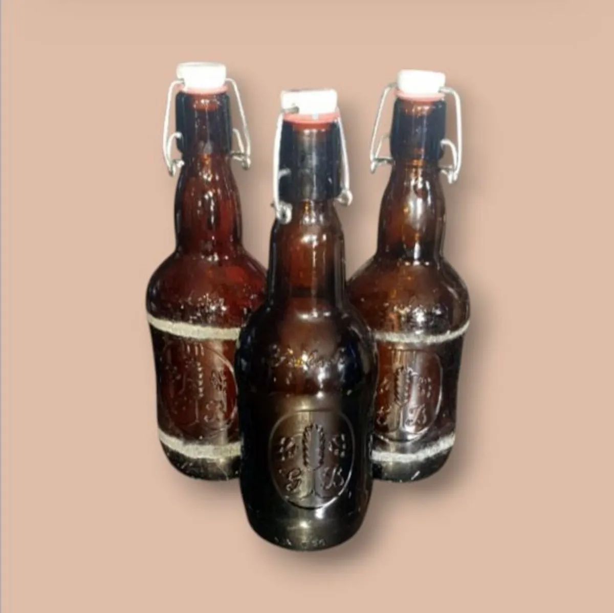Trilogy of Vintage Brown Grolsch Swing-Top Bottles - Image 1