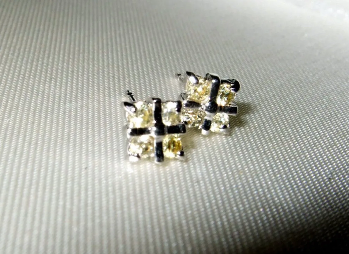 Vintage Hallmarked  Silver & Sapphire Earrings - Image 3