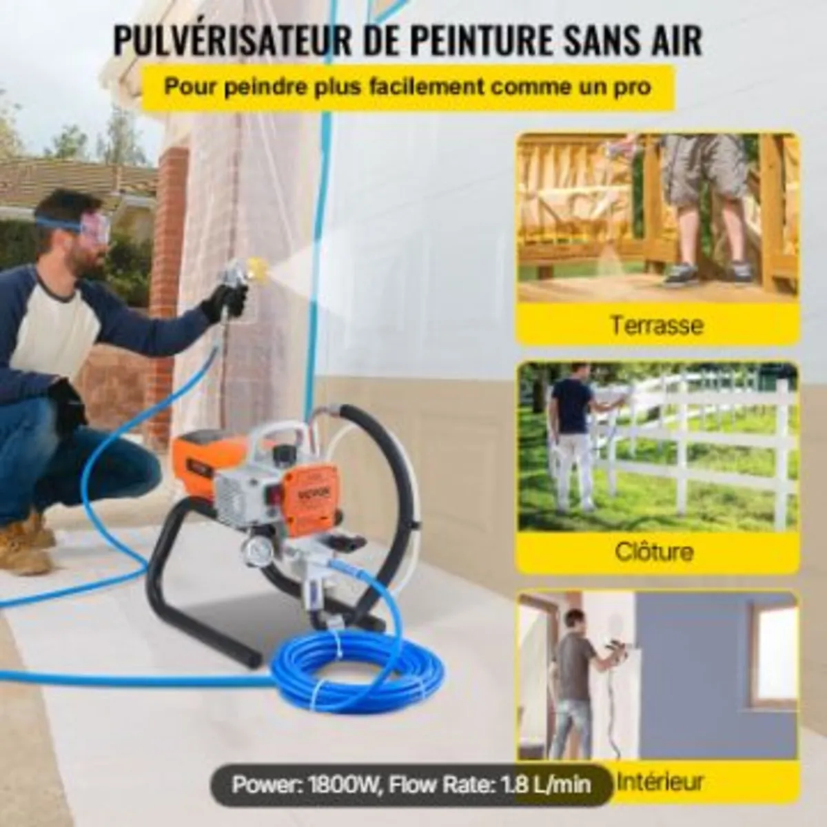 Pro Airless Wall Paint Sprayer, 1800W - Image 2
