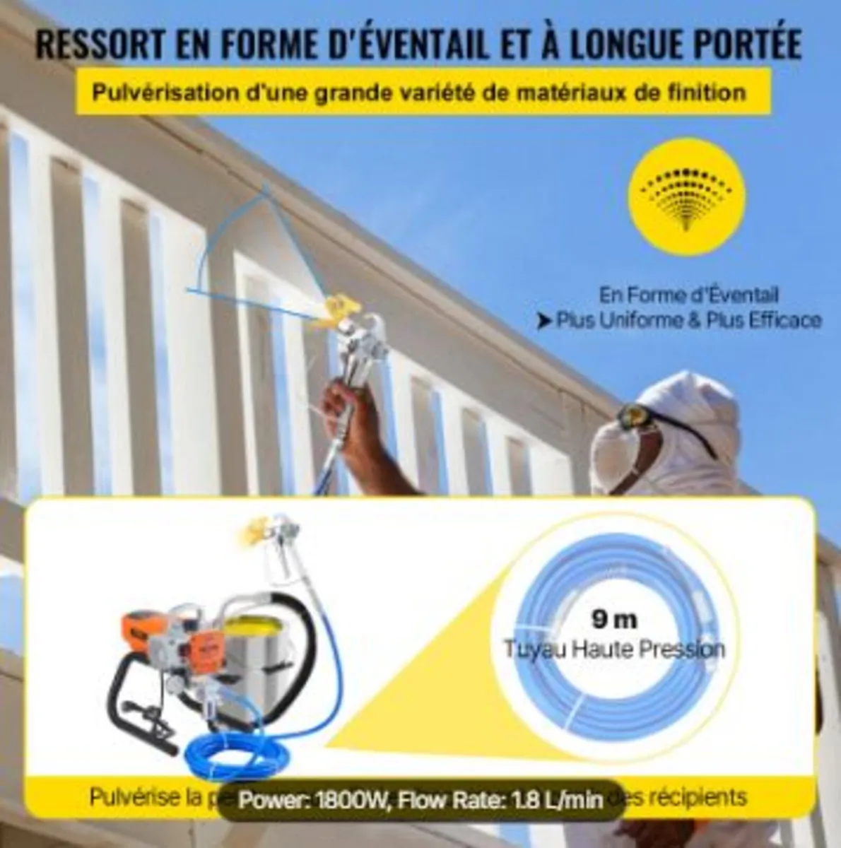 Pro Airless Wall Paint Sprayer, 1800W - Image 4