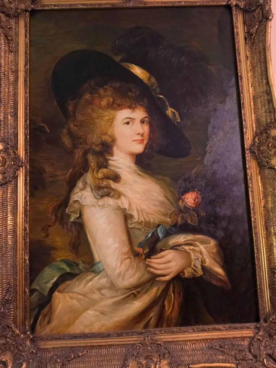 Vintage large oil painting - Image 4