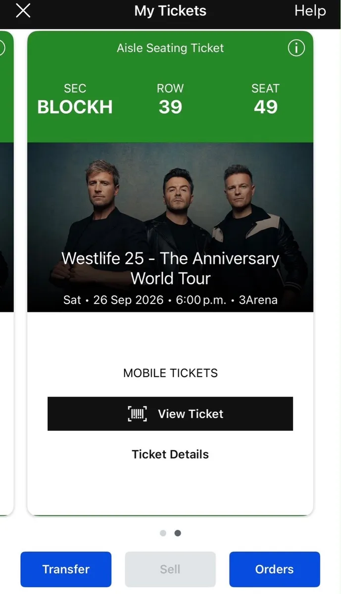 2 Westlife tickets Saturday 26 September - Image 3