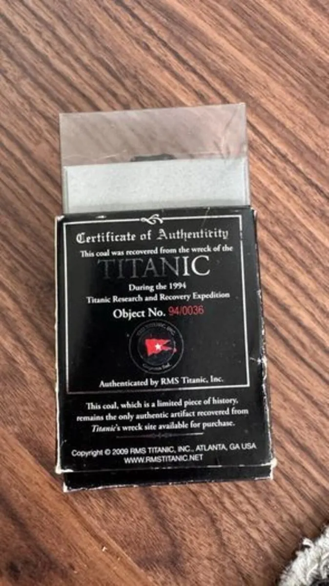 Recovered RMS Titanic Coal Artifact - Image 1