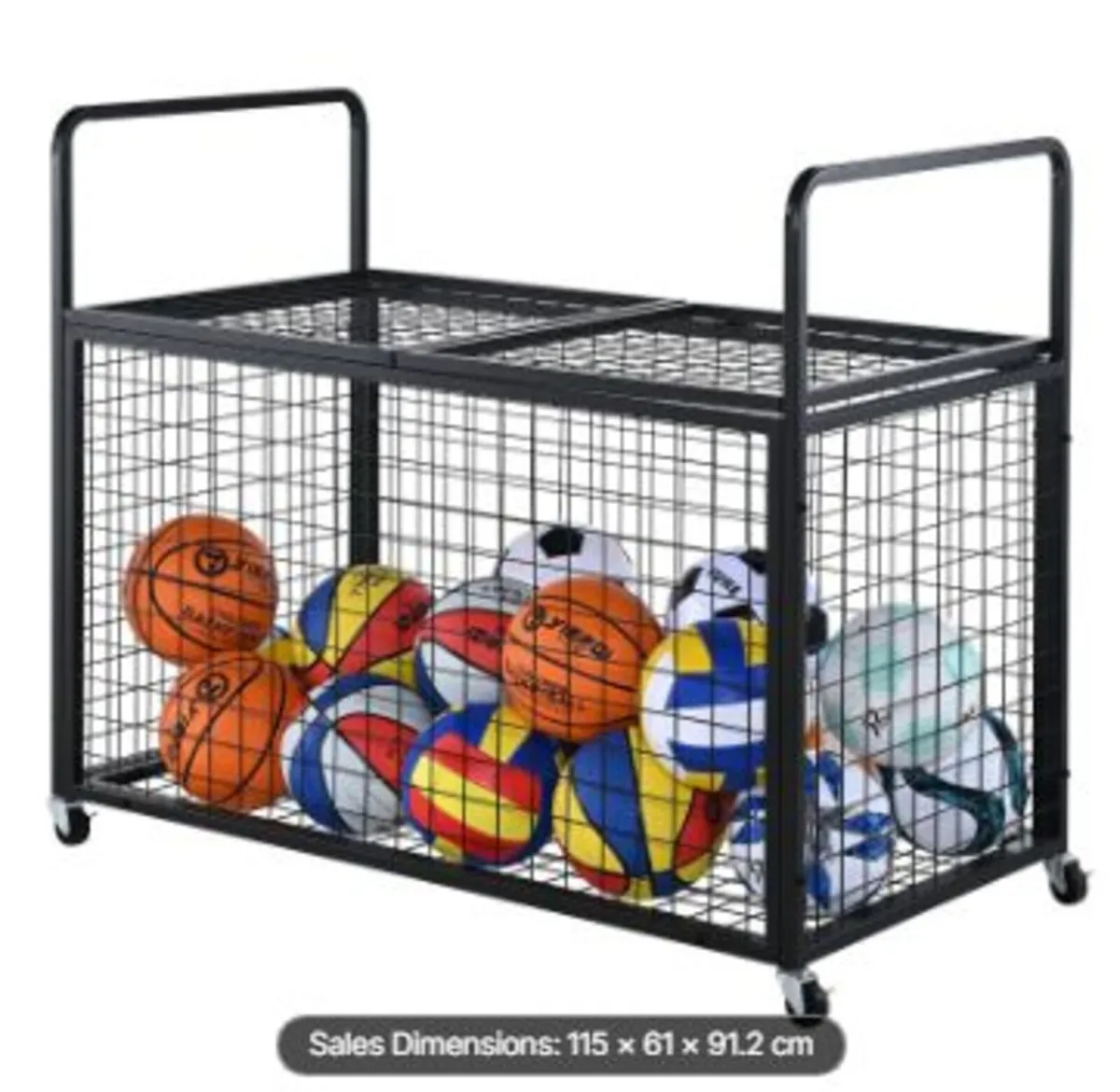 Rolling Sports Ball Storage Cart - Image 1