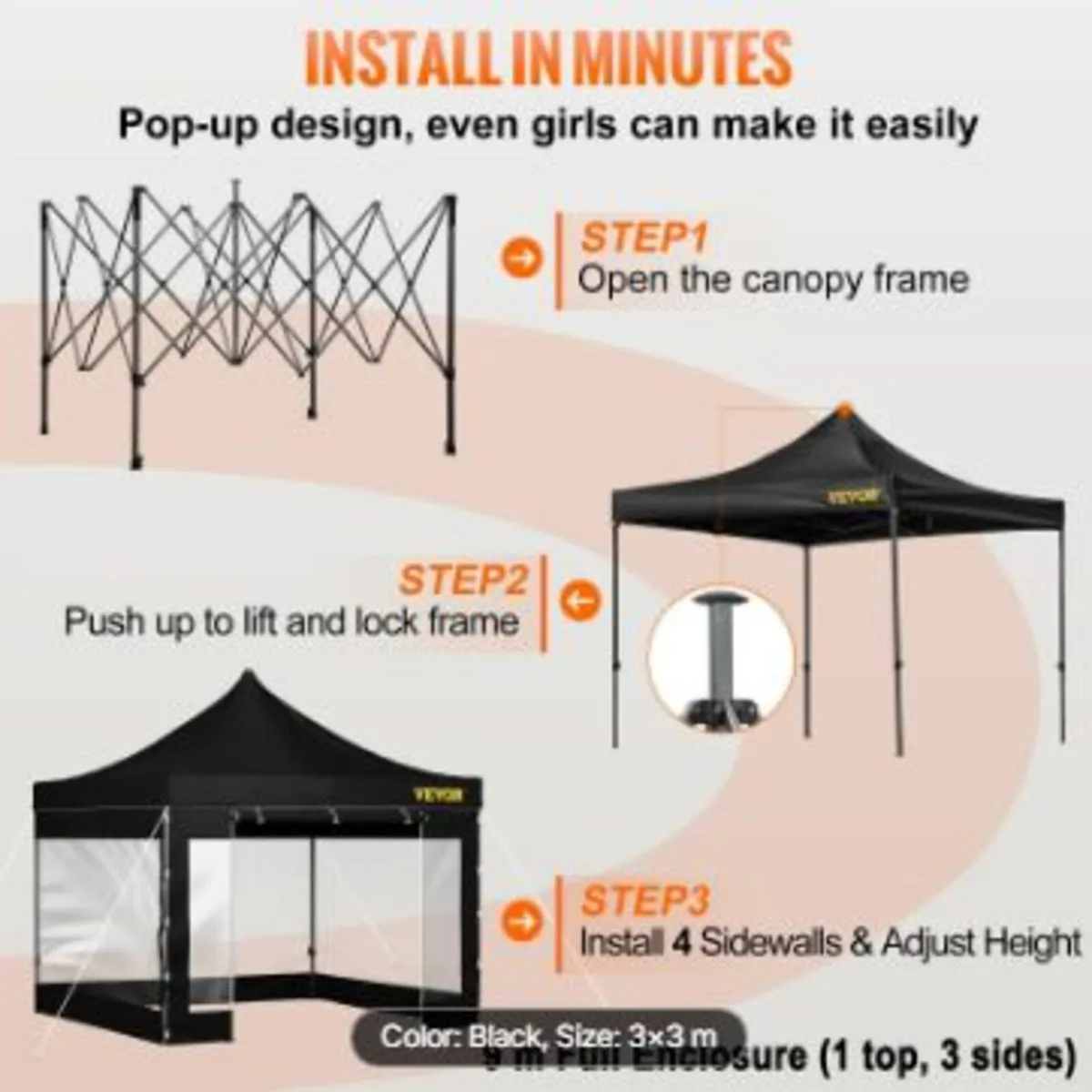304.8 x 304.8 cm Pop Up Canopy Tent - Image 4