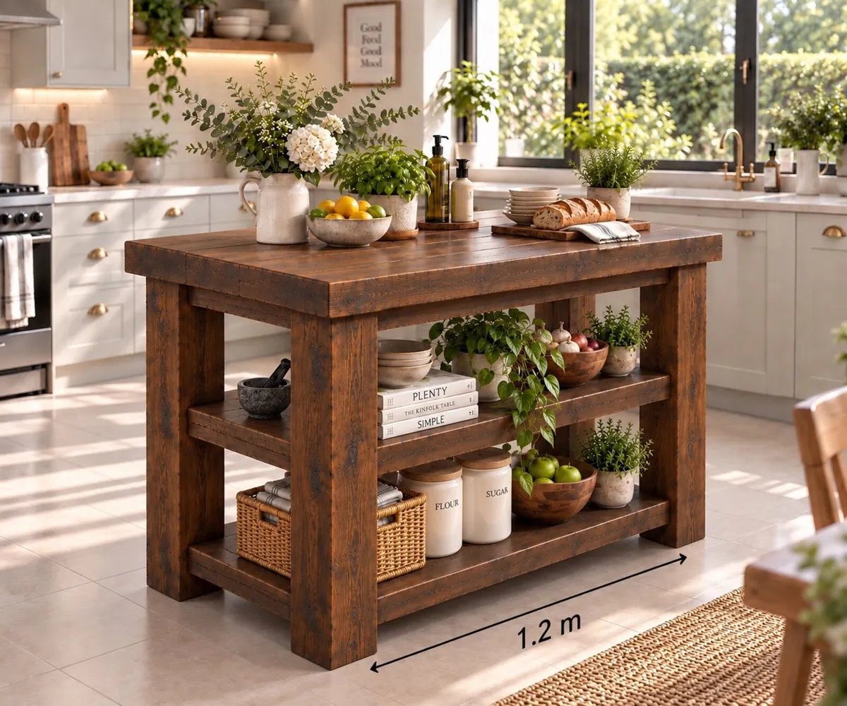 Handmade Rustic Kitchen Island -1200mm - Image 1