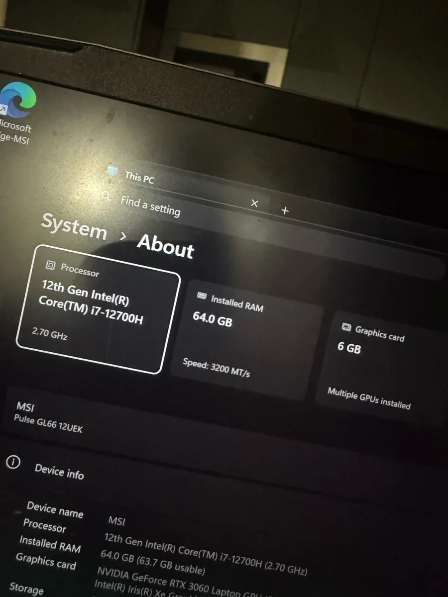 Msi gaming pc 64gb ram 6gb video card - Image 1