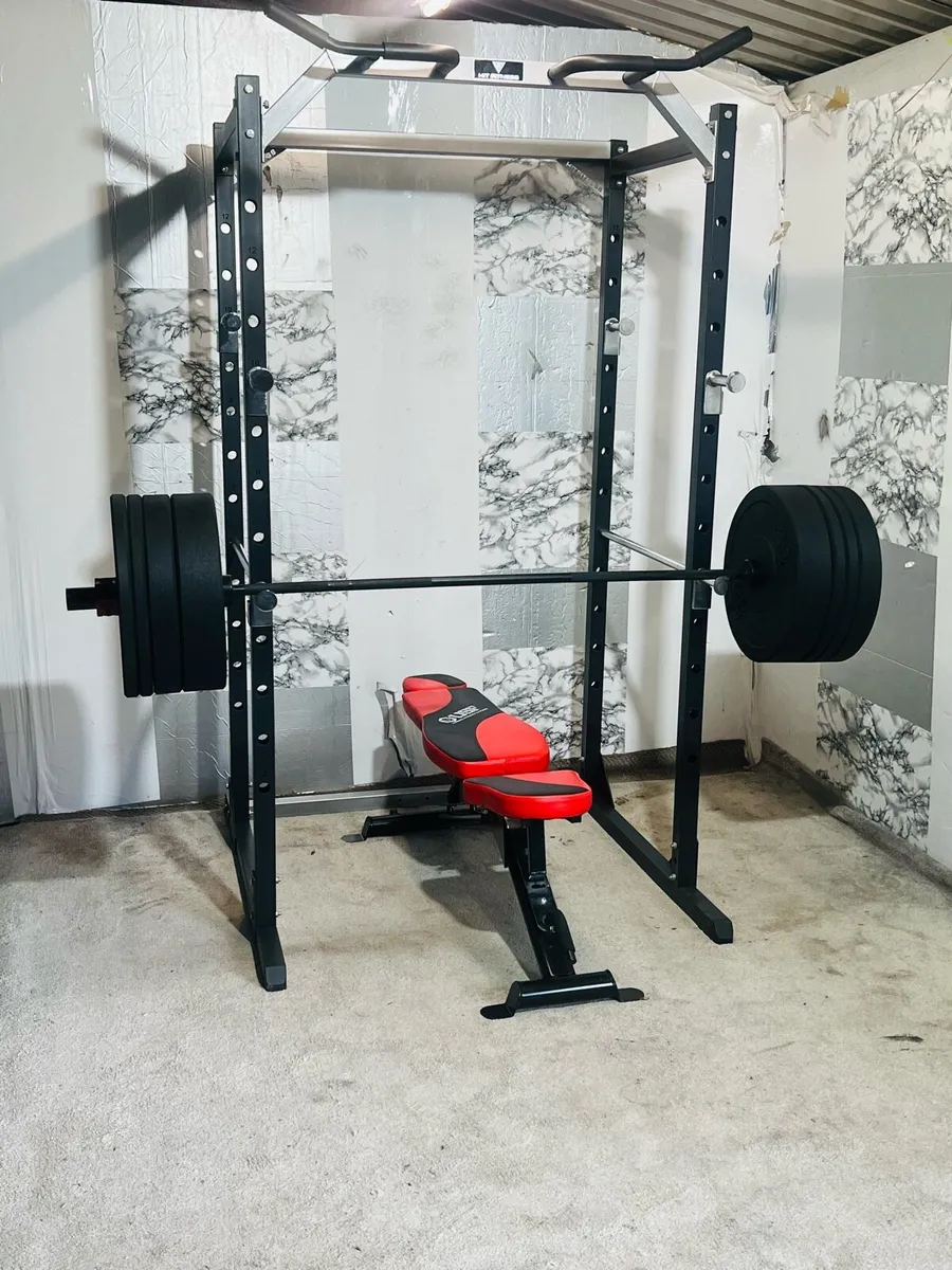 OLYMPIC WEIGHTS BARBELL POWER RACK BENCH - Image 1