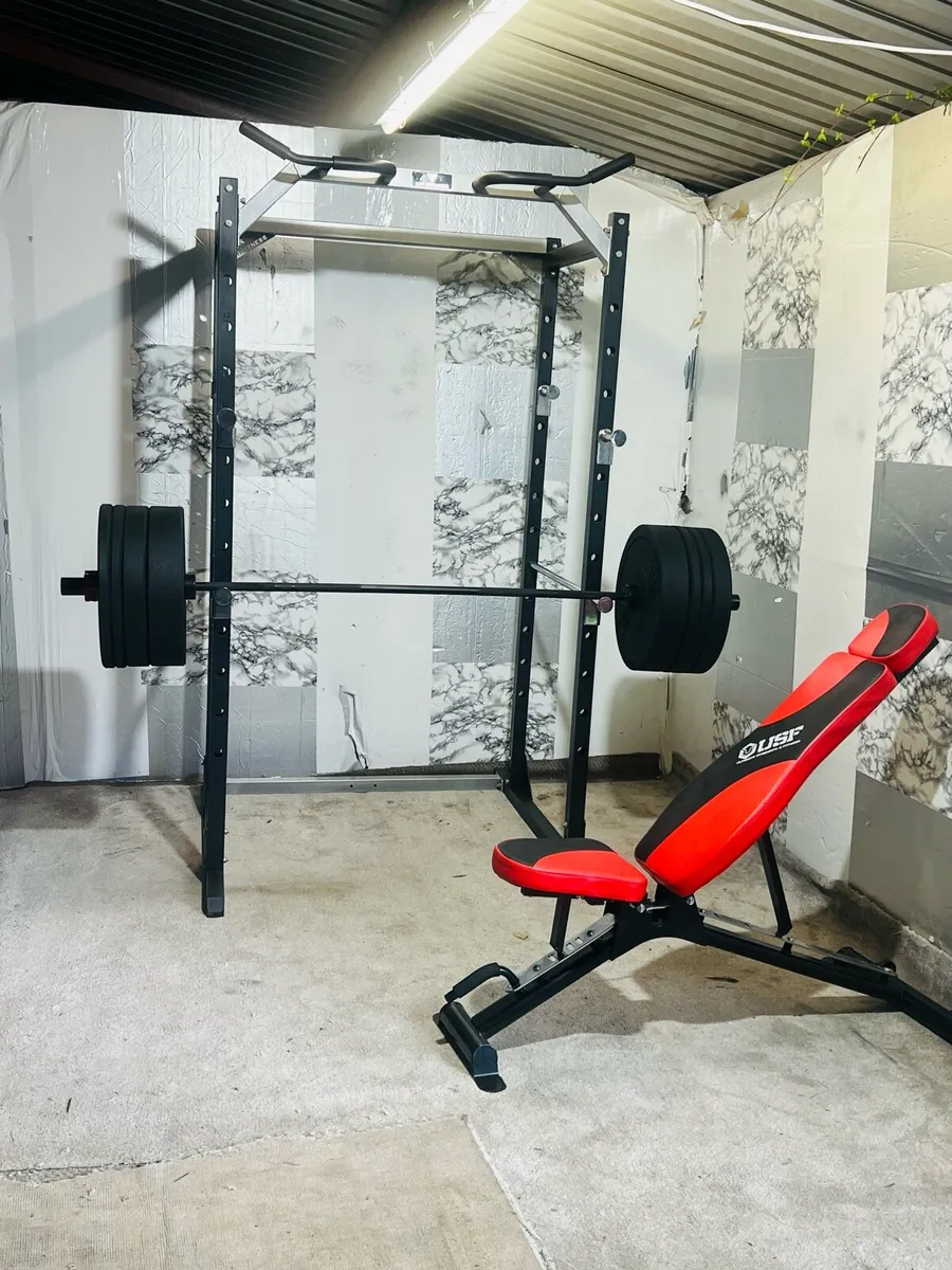 OLYMPIC WEIGHTS BARBELL POWER RACK BENCH - Image 2