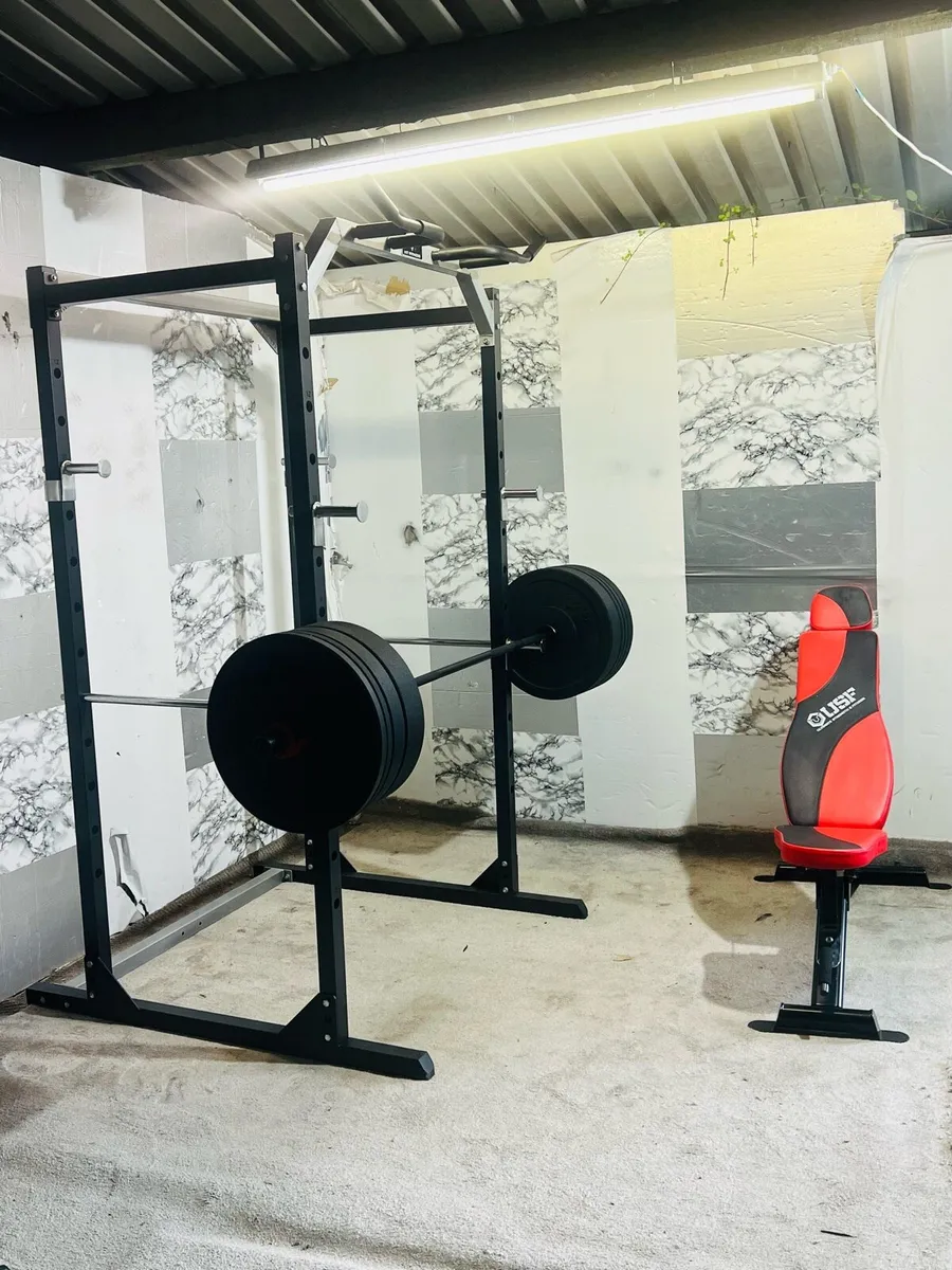 OLYMPIC WEIGHTS BARBELL POWER RACK BENCH - Image 3