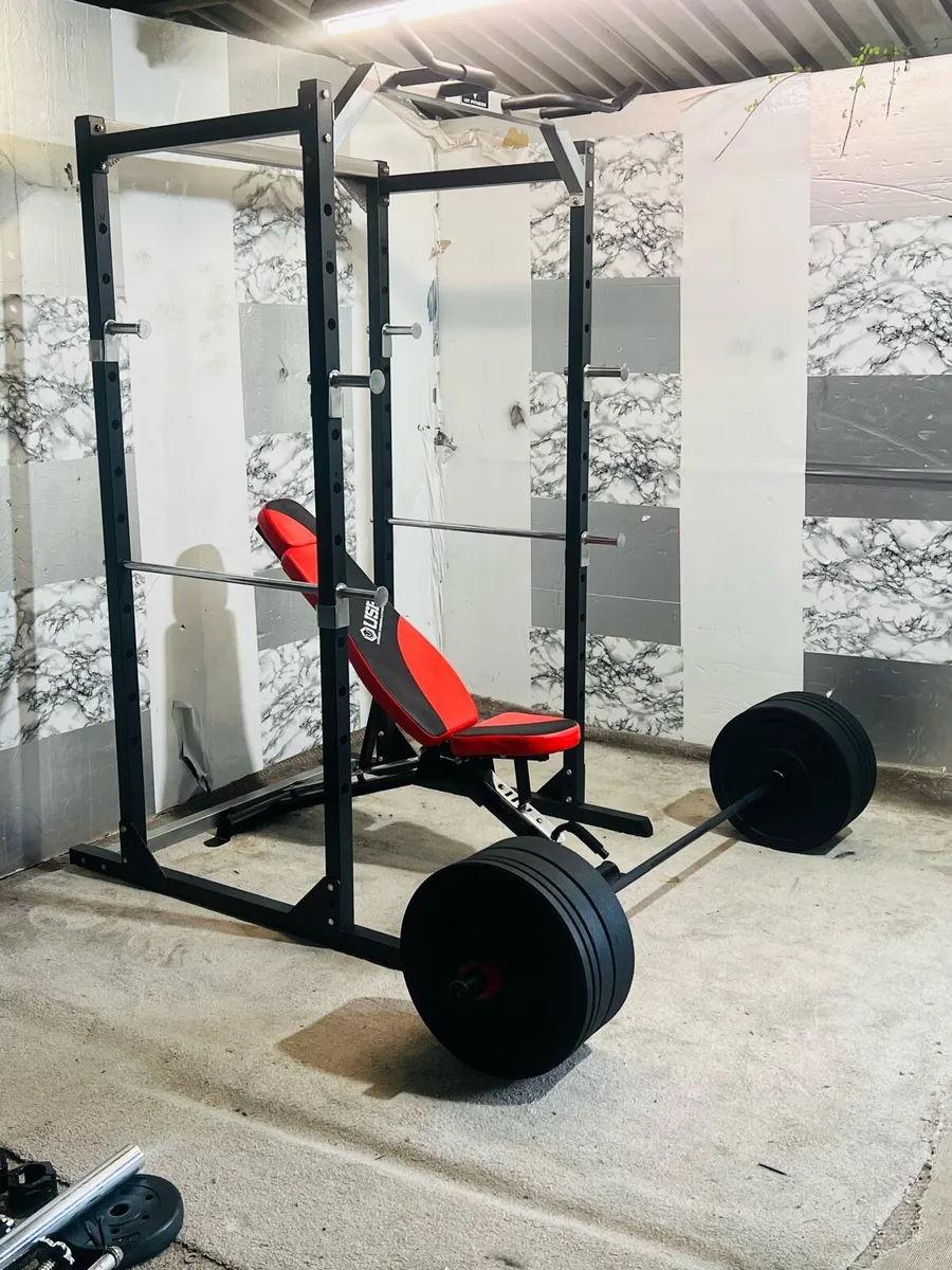 OLYMPIC WEIGHTS BARBELL POWER RACK BENCH - Image 4