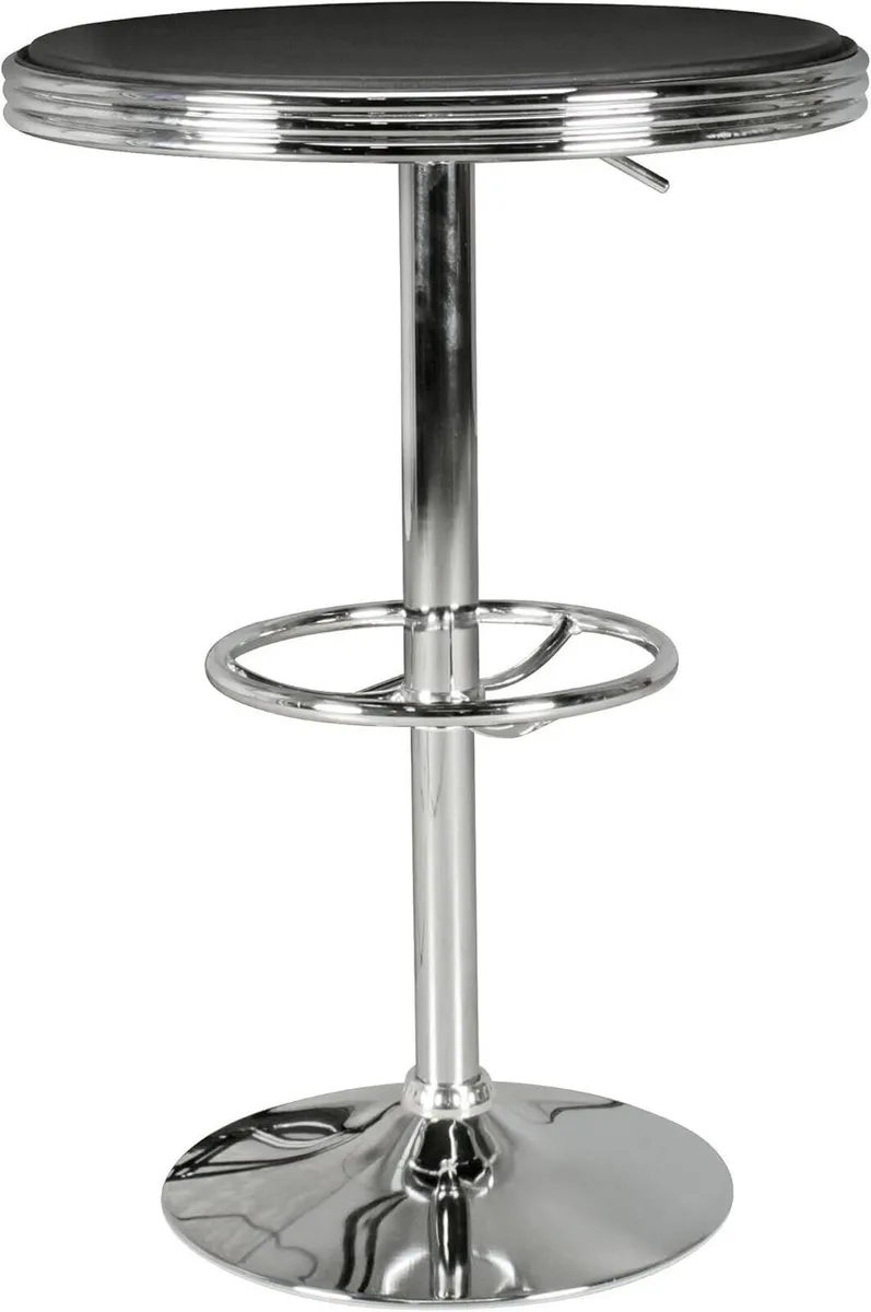 Adjustable Black Aluminium Bar Table with Footrest - Image 2