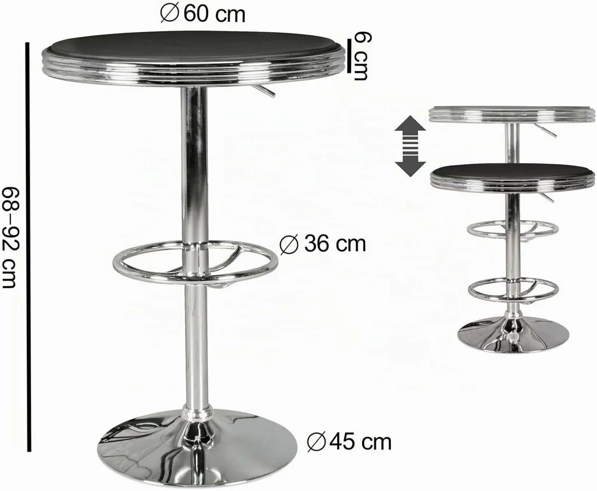 Adjustable Black Aluminium Bar Table with Footrest - Image 3