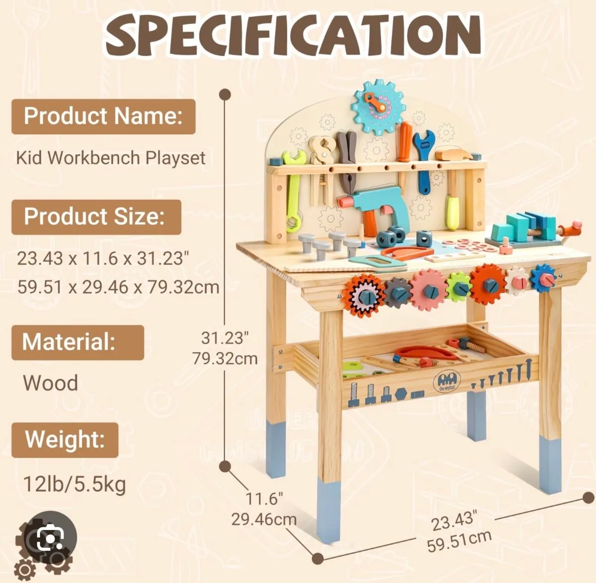 Kids tool workbench toy - Image 2