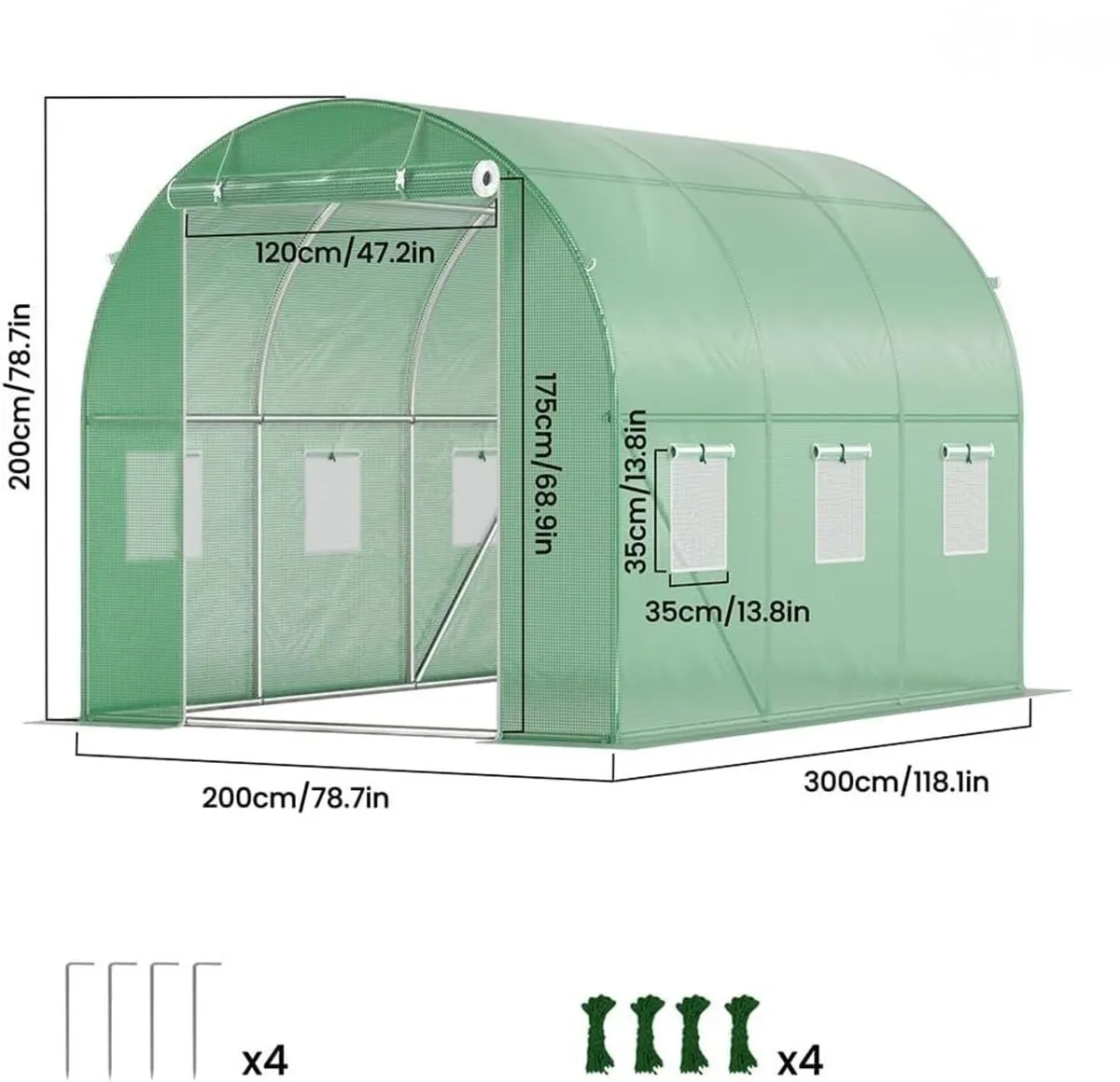 Greenhouse 3x2x2m 6m² Walk In Garden Tunnel - Image 2