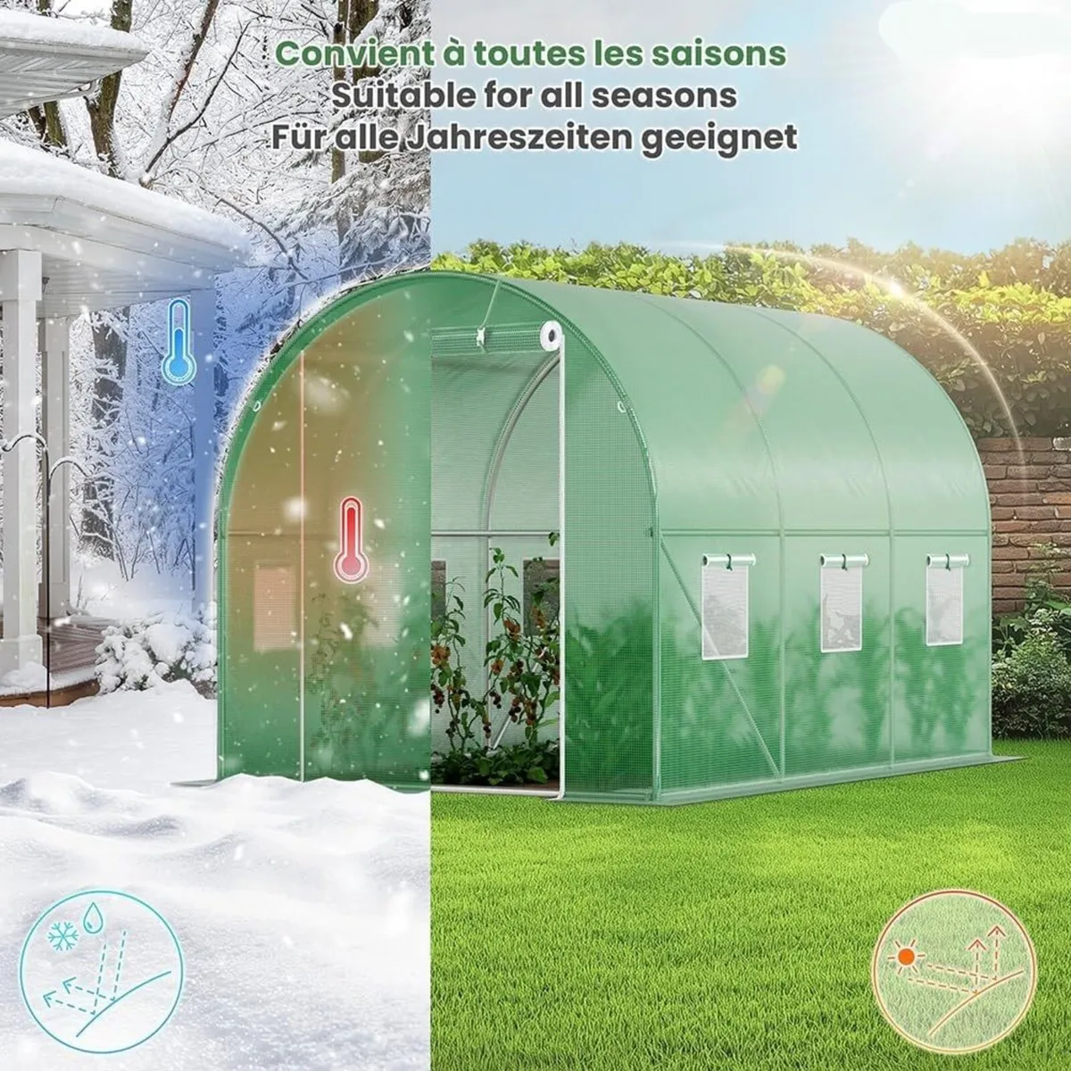 Greenhouse 3x2x2m 6m² Walk In Garden Tunnel - Image 3