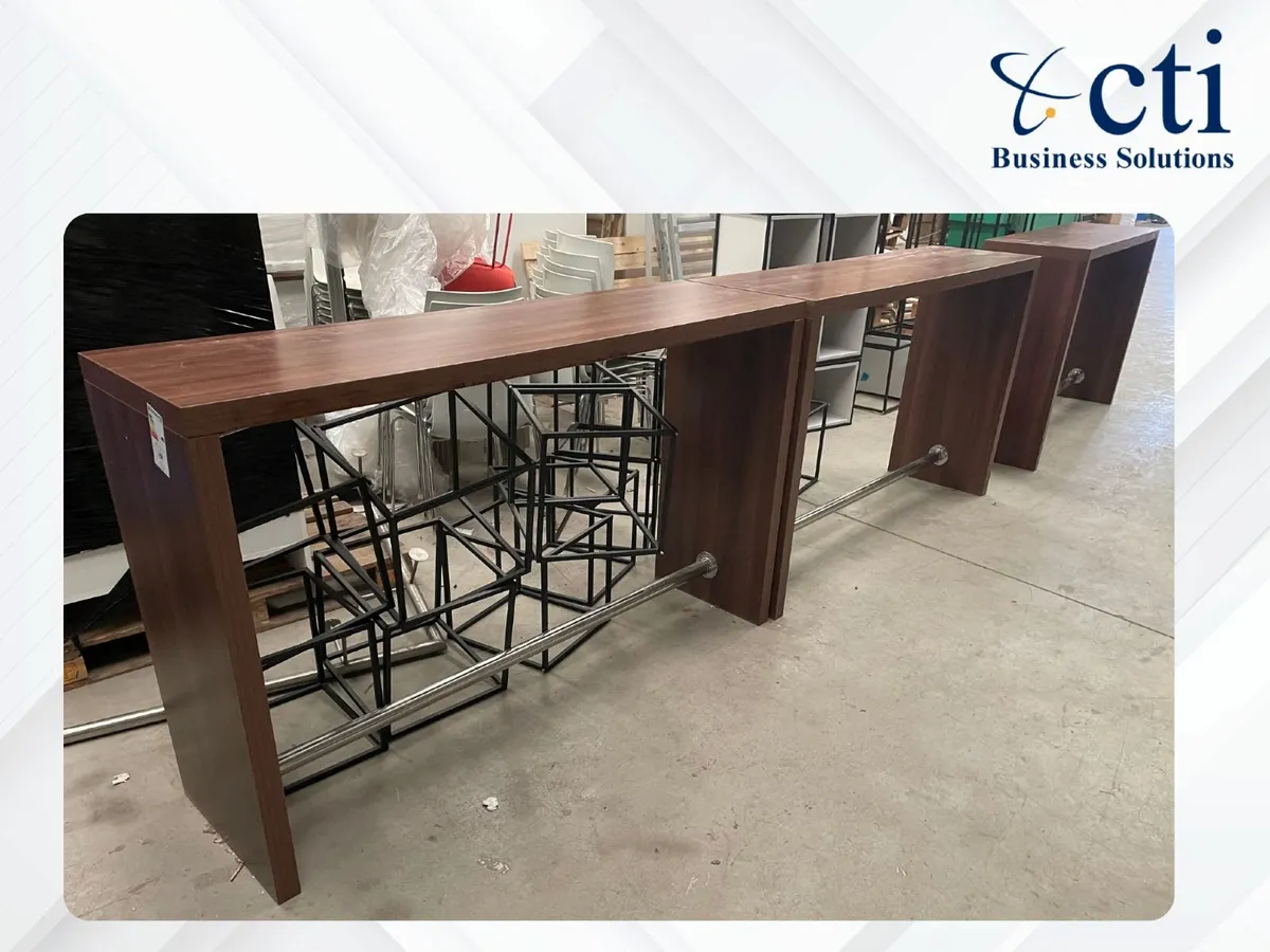 5 X Walnut 1.8M Wide Canteen High Tables - Image 4