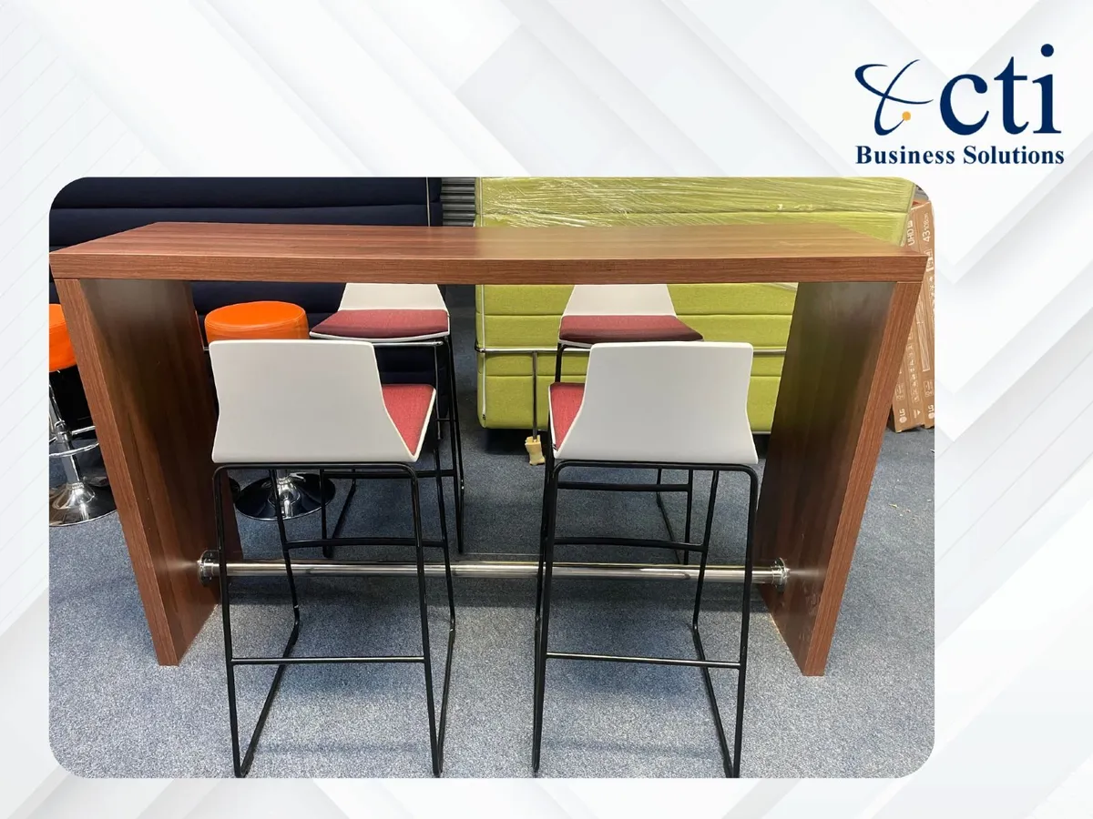 5 X Walnut 1.8M Wide Canteen High Tables - Image 3