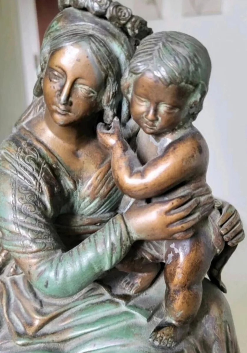 Madonna & Child on marble base - heavy - Image 1