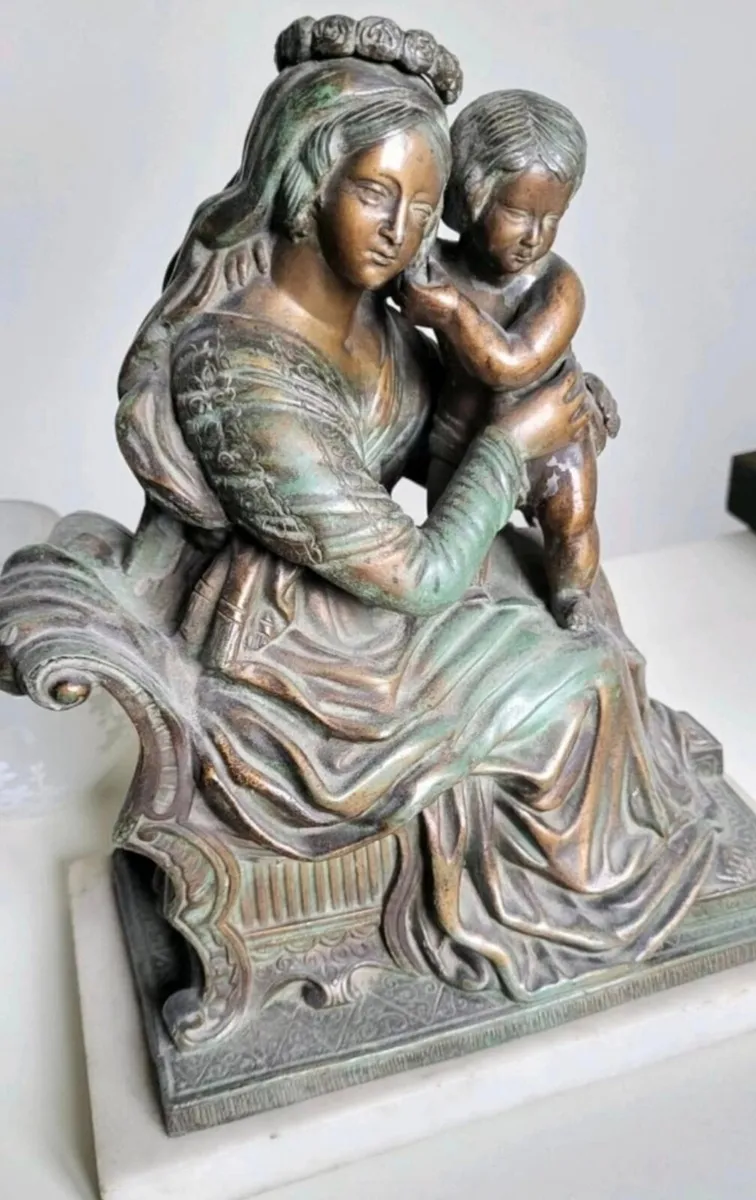 Madonna & Child on marble base - heavy - Image 3