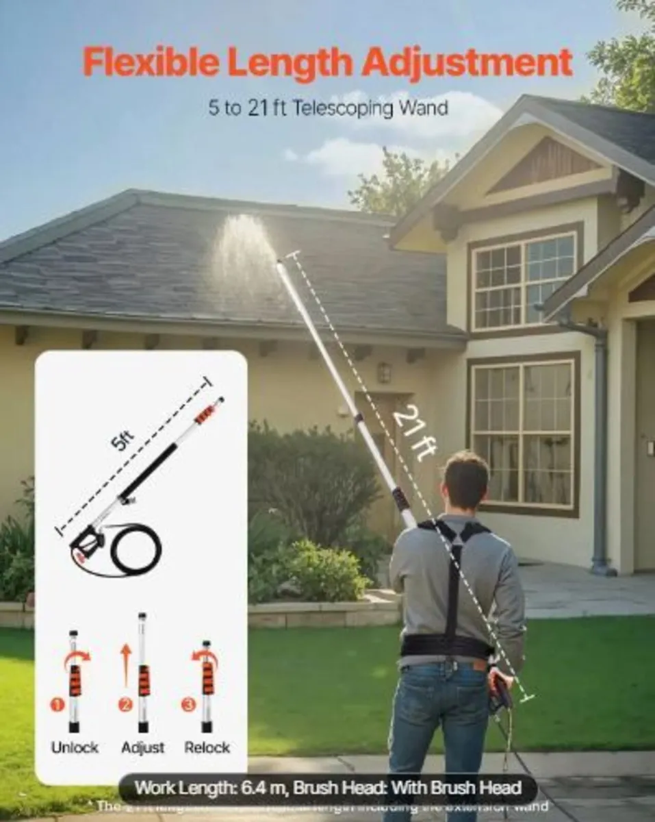 Pressure Washer Telescoping Wand, 24 ft - Image 1