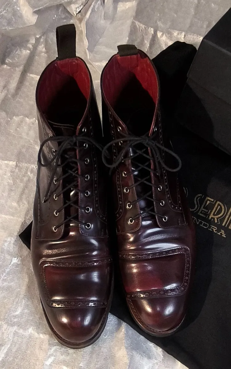 Burgundy Leather Motorcycle Boots - Image 3