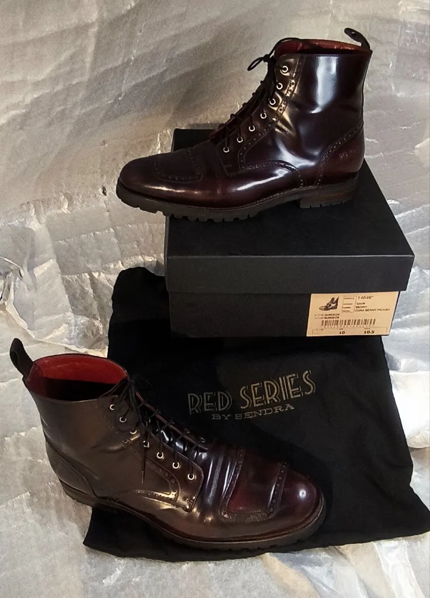 Burgundy Leather Motorcycle Boots - Image 1