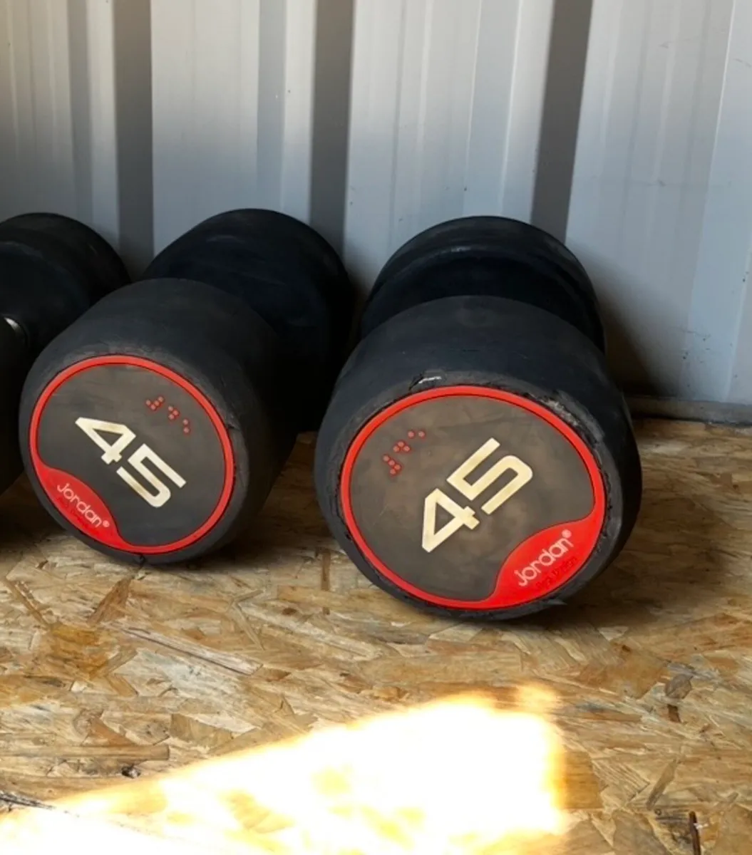 2x45kg jordan rubber dumbbells - Image 2