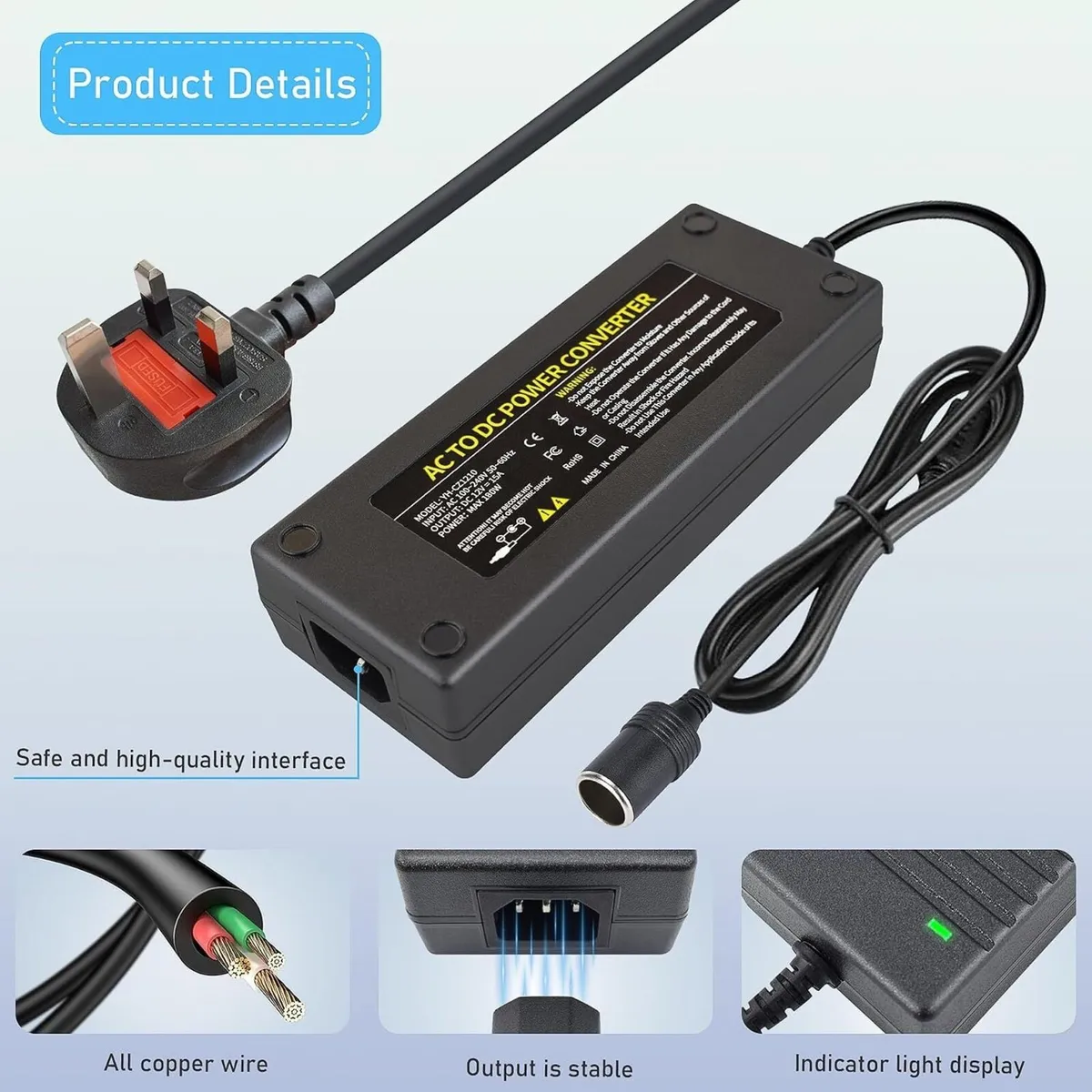12V 15A AC DC Adapter for LED CCTV Router - Image 3