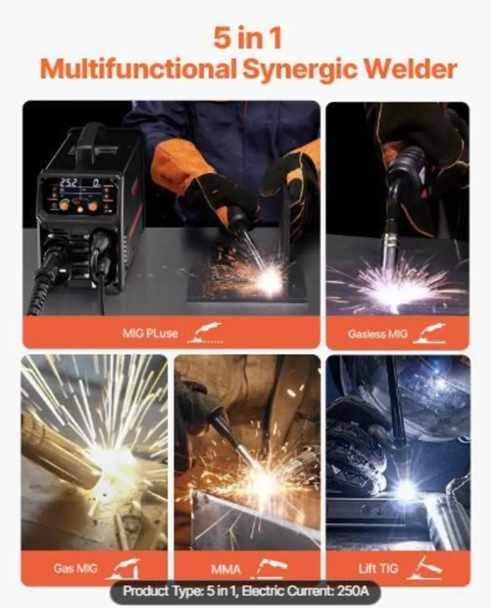 Pro MIG Welder, 250Amp Pluse Mig Welding Machine - Image 2