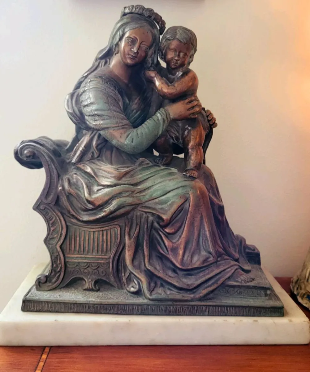 Madonna & Child on marble base - heavy - Image 2