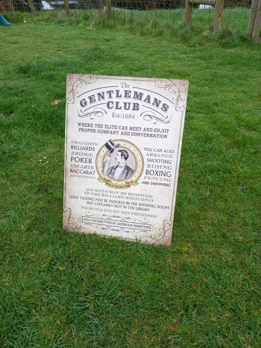 Gentleman's Club Large Tin Sign - Image 1