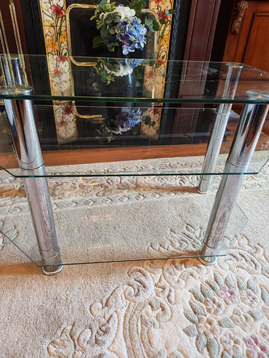 3 Tiered Glass & Chrome TV Stand - Image 3