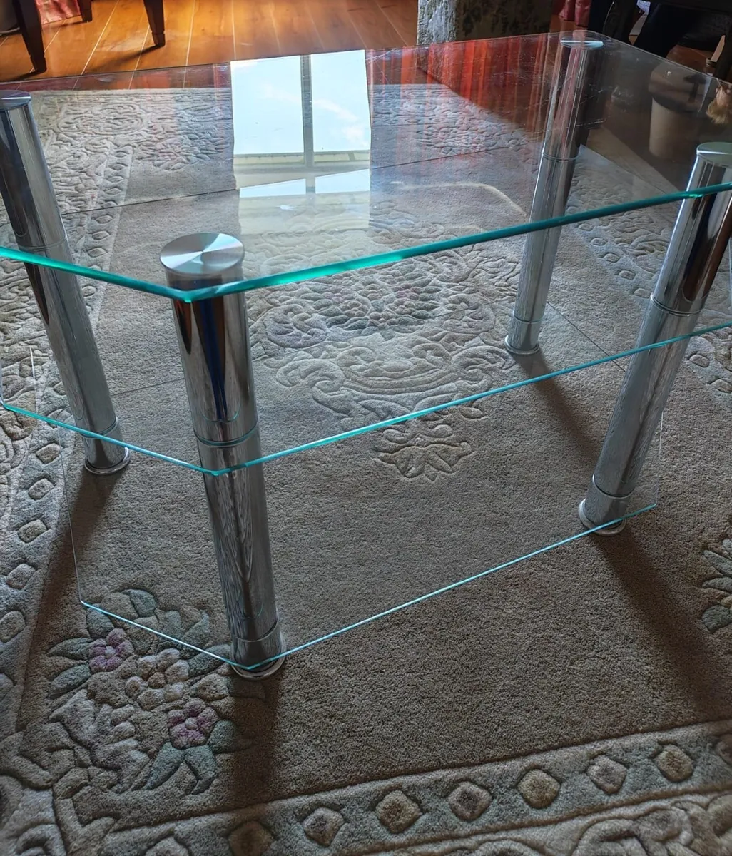 3 Tiered Glass & Chrome TV Stand - Image 1