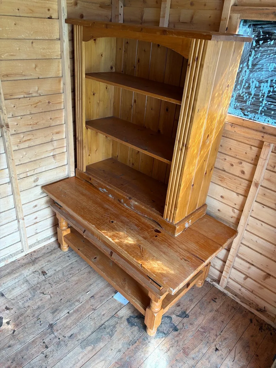pine wooden book shelf and coffee table - Image 1