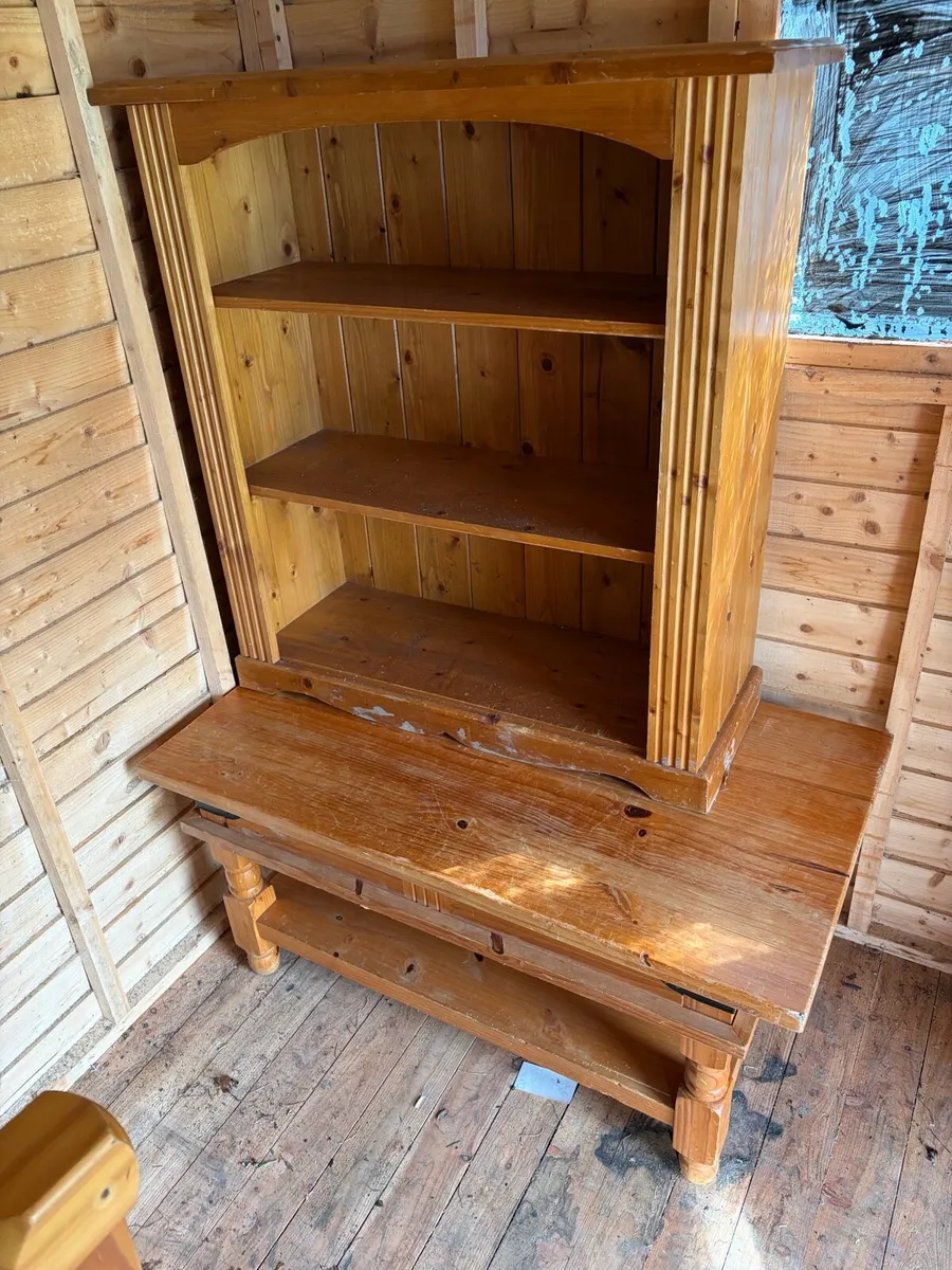 pine wooden book shelf and coffee table - Image 2