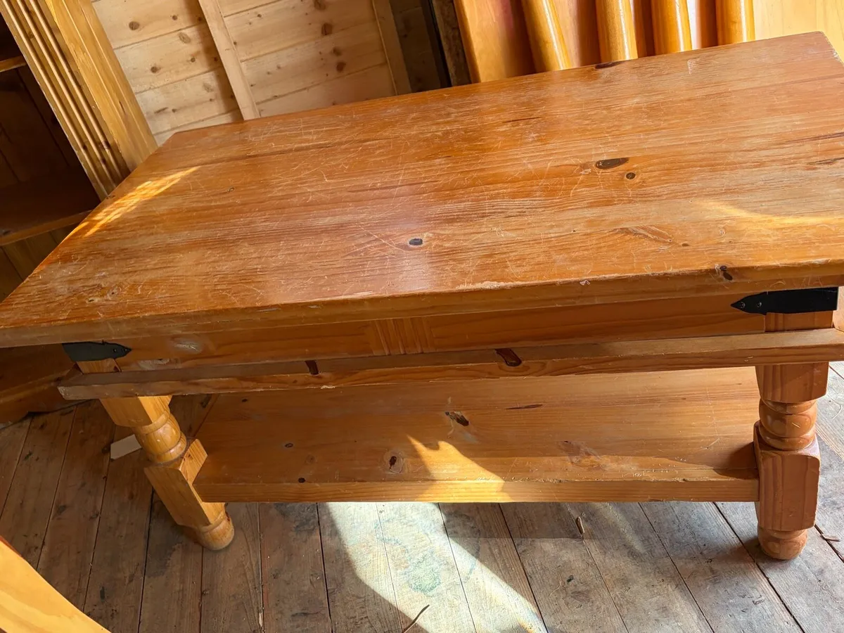 pine wooden book shelf and coffee table - Image 3