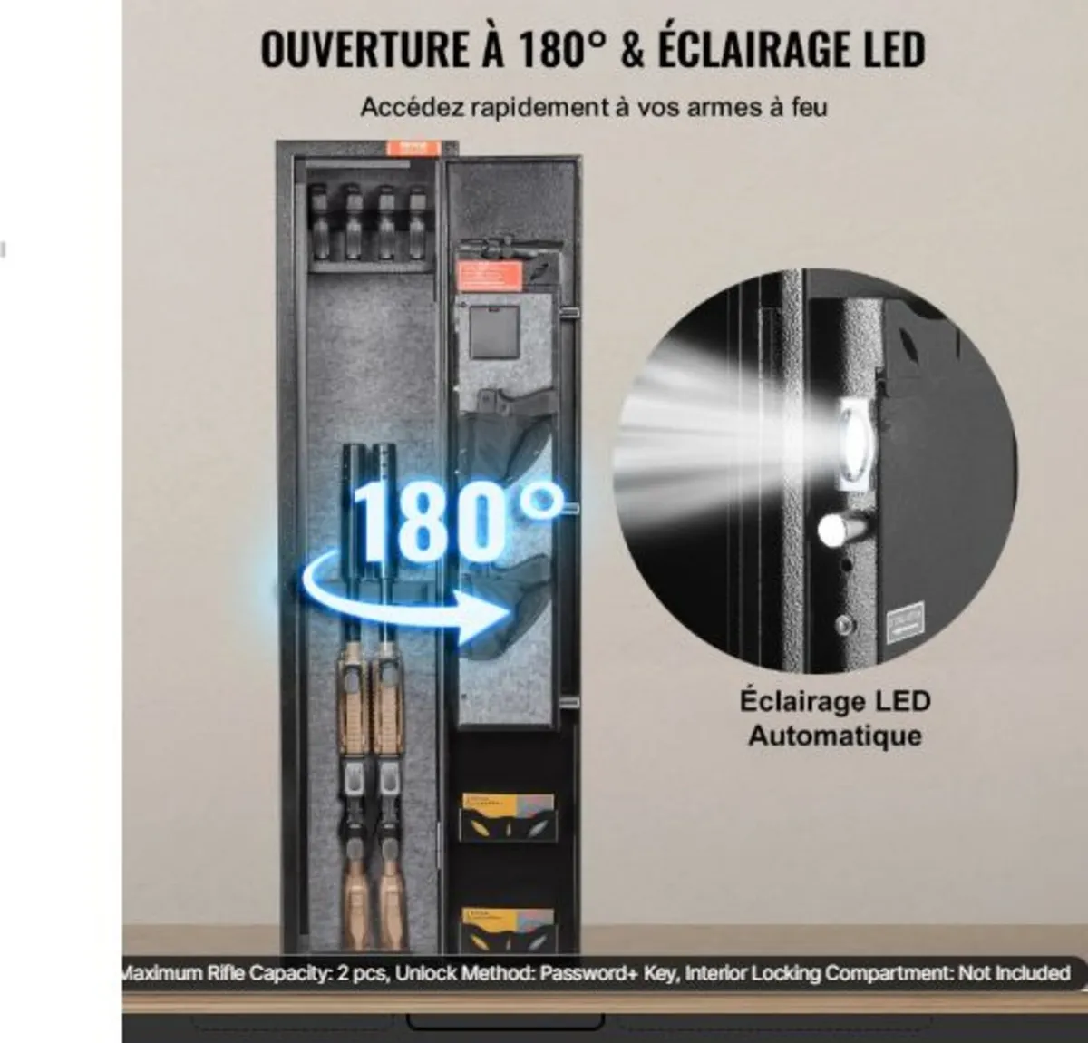 2 Rifles Gun Safe, Rifle Safe with Lock & Digital - Image 2