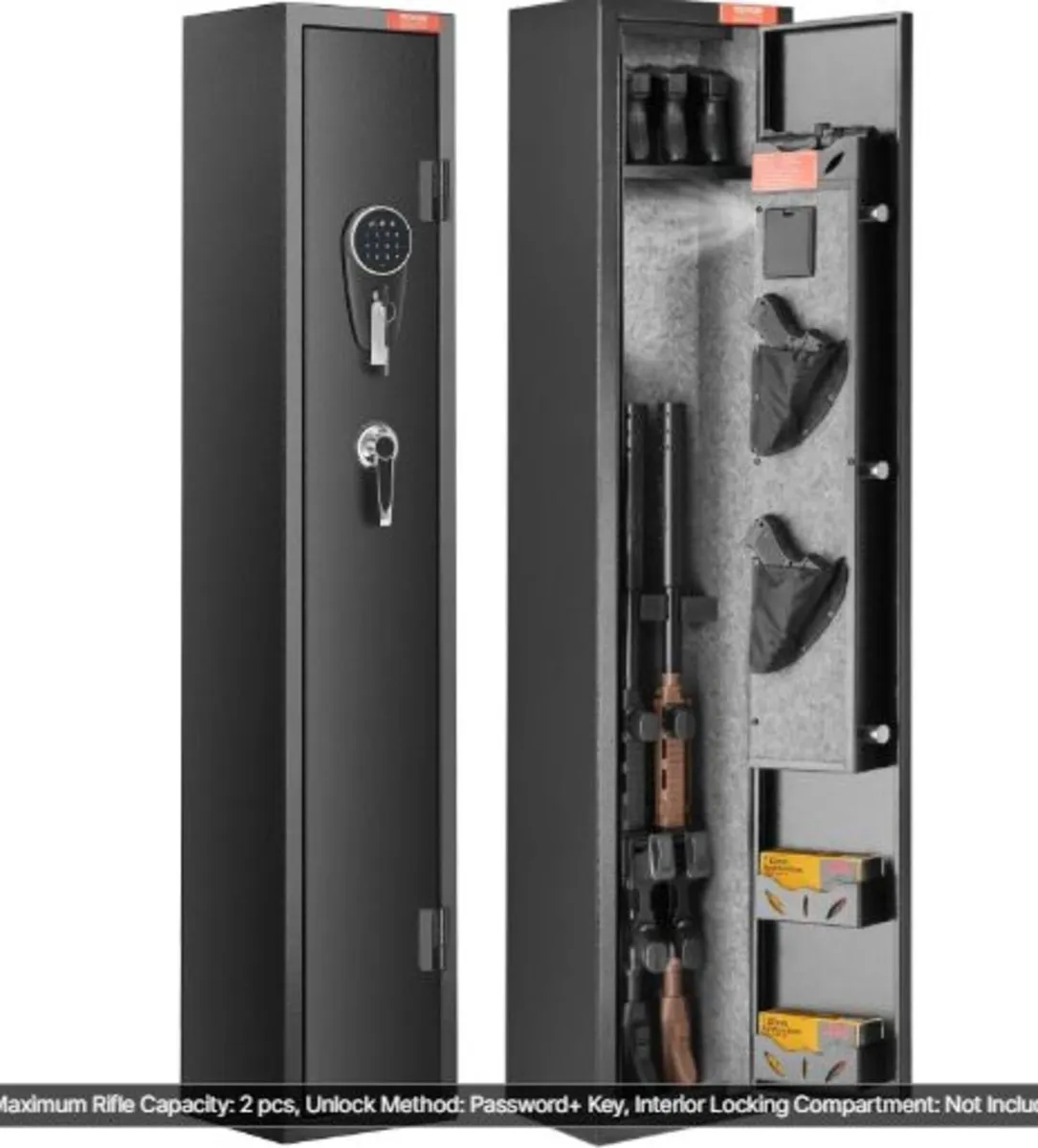 2 Rifles Gun Safe, Rifle Safe with Lock & Digital - Image 1