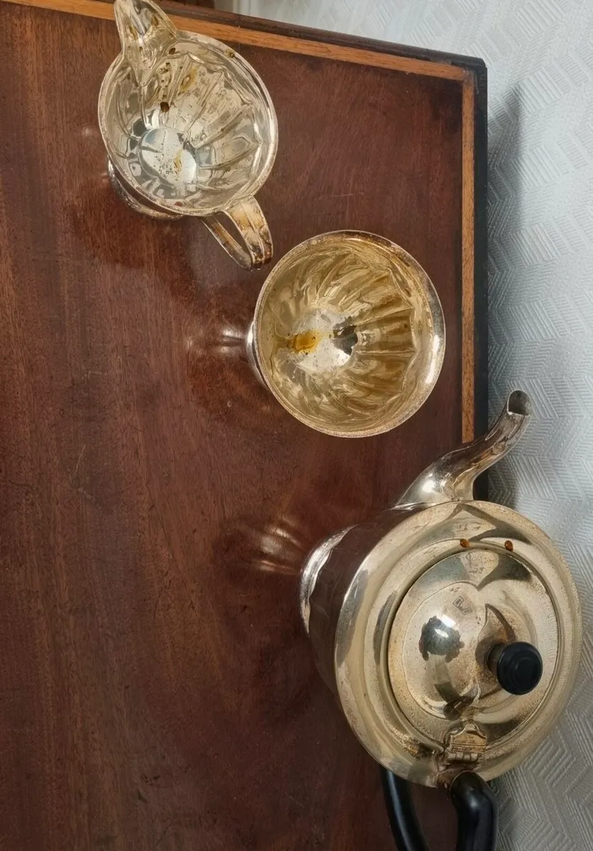 Antique Silver Three Piece Tea Set - Image 2