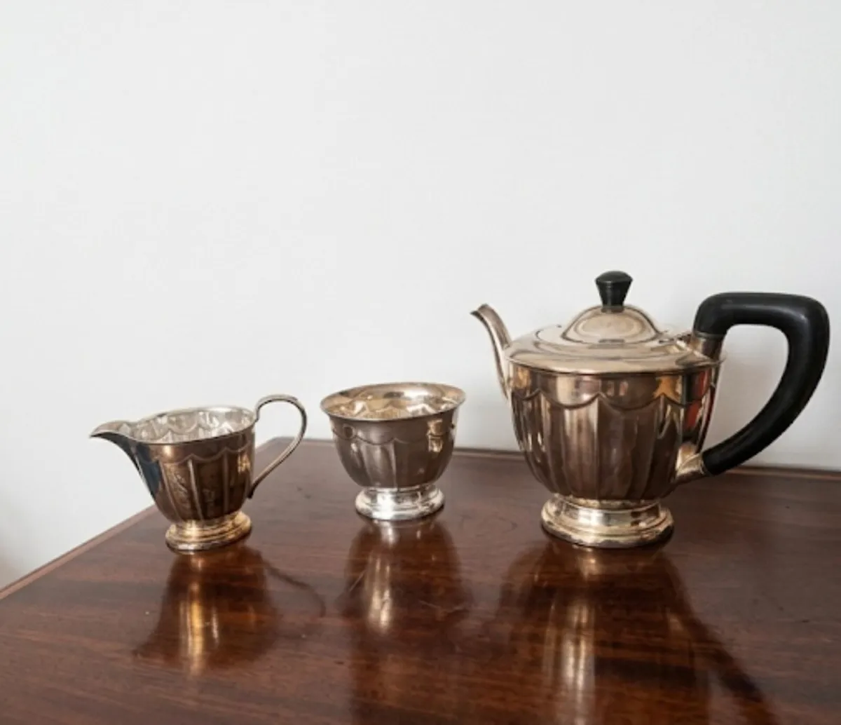 Antique Silver Three Piece Tea Set - Image 1