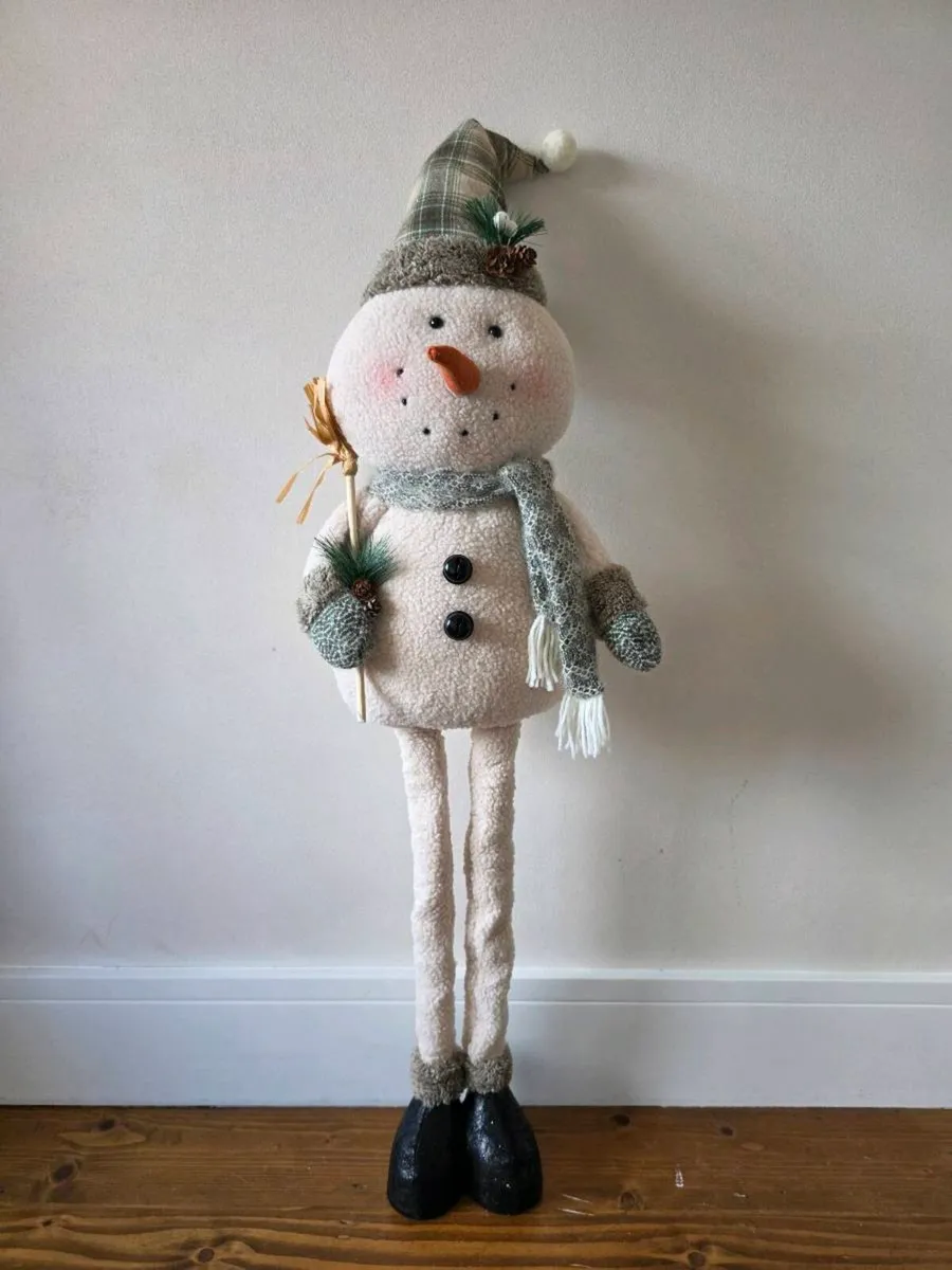 Large Extendable Legs Christmas Snowman Decoration - Image 1