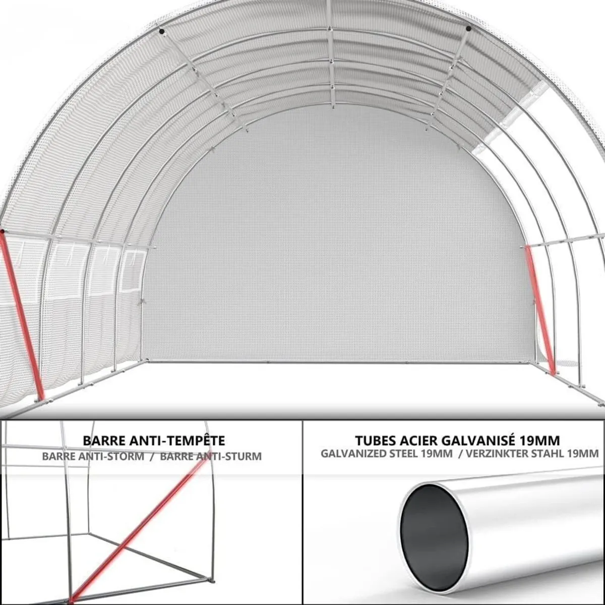Greenhouse Polytunnel White 4x3x2m 12m² Walk In - Image 4