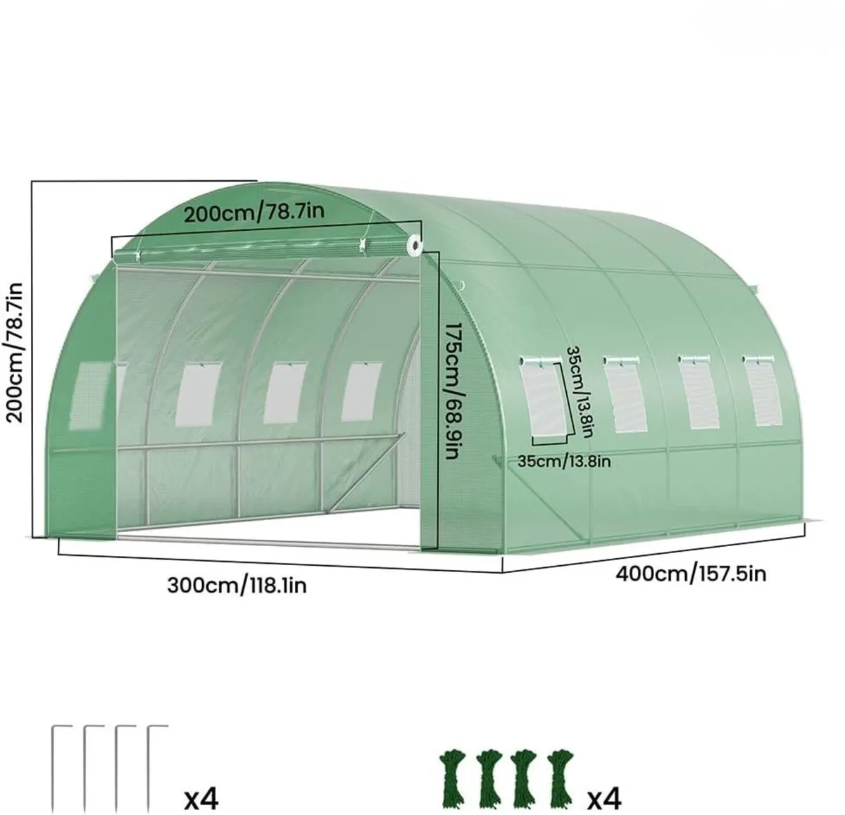 Greenhouse 4x3x2m 12m² Polytunnel Steel Frame - Image 4