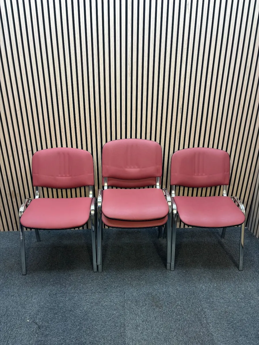 QUALITY WINE LEATHERETTE STACKING CHAIRS LARGE QTY - Image 1