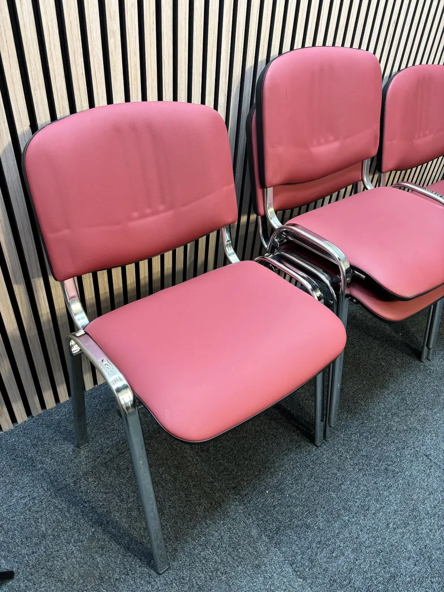 QUALITY WINE LEATHERETTE STACKING CHAIRS LARGE QTY - Image 2