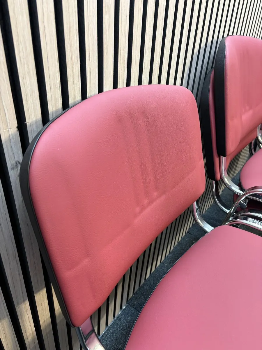 QUALITY WINE LEATHERETTE STACKING CHAIRS LARGE QTY - Image 4
